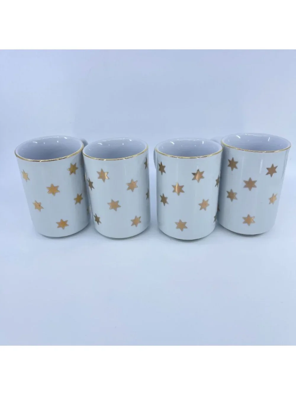 vintage american atelier party time gold star fine china mugs set of 4 1992